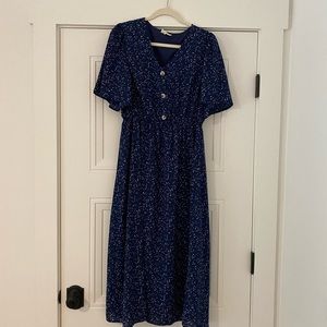 Navy speckled midi dress. Size large. Excellent condition
